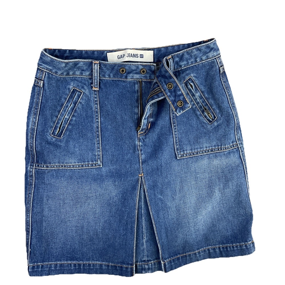 Gap Jeans Denim Skirt Women Sz 6 Knee Length Medium Wash Pockets 100 Cotton Blue